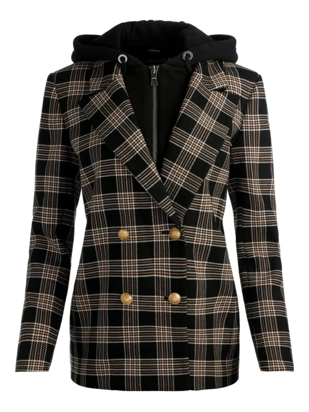 Alice + Olivia Jordan Black Blazer with Removable Hoodie – Size Medium